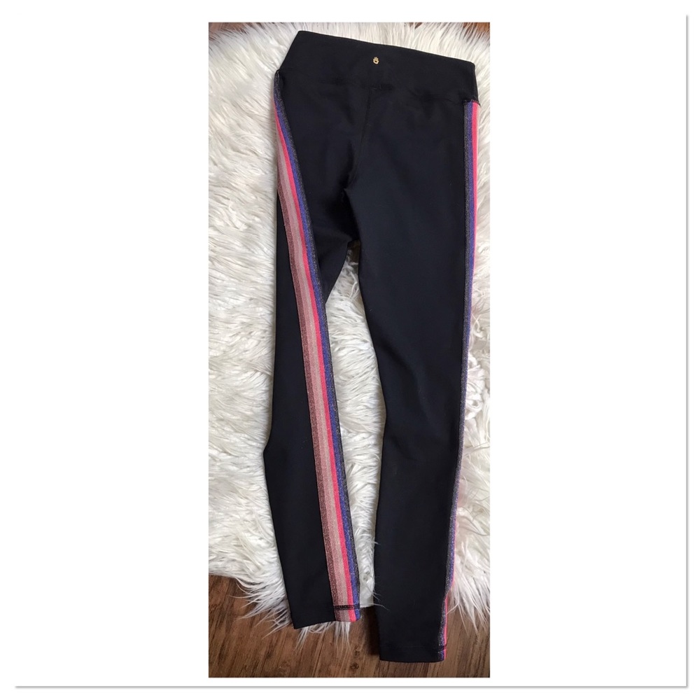 Spiritual Gangster Essential Side Stripe Athletic Leggings Black Pink Size M - Picture 6 of 7